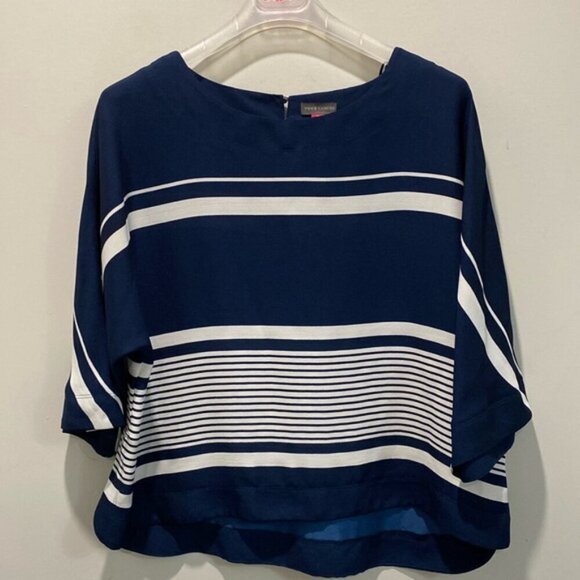 Vince Camuto Blue Stripe Flowy Top Size Medium - Picture 3 of 14